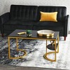 Half Moon Rectangular Coffee Table Black Oak Wood Grain and Gold Metal - image 2 of 4