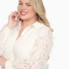 Plus Size Button Down Lace Top - White Mark - 4 of 4