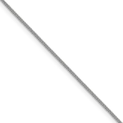 Black Bow Jewelry 0.8mm 14k White Gold Diamond Cut Square Wheat Chain Necklace