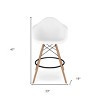 HomeRoots 28" White And Brown Heavy Duty Plastic And Solid Wood Low Back Counter Height Bar Chair - 3 of 4