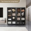 Mlezan 63" Kitchen Pantry: Black Metal, Glass Door, 3 Adjustable Shelves. Display Cabinet for Dining Room or Living Room. Assembly Required. - 3 of 4