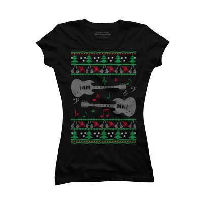 Junior's Design By Humans Guitar Christmas By sophialada T-Shirt