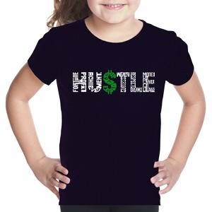 LA Pop Art Girl's Word Art T-shirt - Hustle - 1 of 4