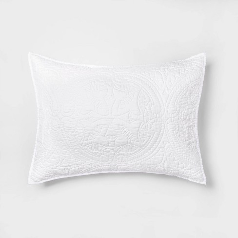 Standard Medallion Stitch Pillow Sham White Opalhouse Target