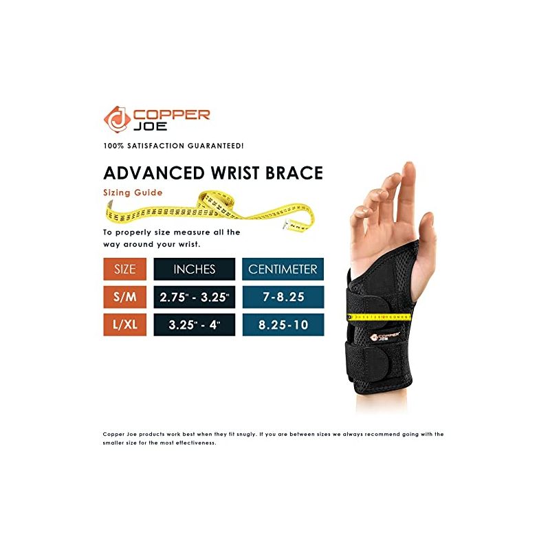 Copper Joe Ultimate Copper Infused Wrist Brace for Carpal Tunnel Tendonitis Arthritis Day and Night Wrist Support Brace Men & Women Left or Right Hand, 2 of 6