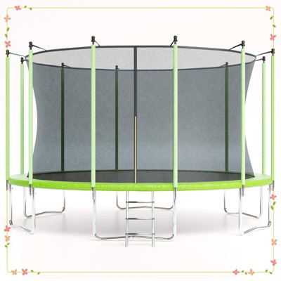 Trampoline with Enclosure & Ladder, ASTM Approved Heavy-Duty Outdoor Recreational Trampoline