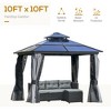 10' x 10' Hardtop Gazebo Canopy with Polycarbonate Roof, Aluminum Frame, Permanent Pavilion Outdoor Gazebo with Netting, for Patio, Garden, Deck - 4 of 4