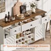 Farmhouse Buffet Cabinet with Storage, Sideboard with 3 Drawer, Reversible Wine Rack and Adjustable Shelf, Coffee Bar for Dining Room, Kitchen - 3 of 4
