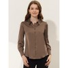 INSPIRE CHIC Women's Puff Long Sleeve Point Collar Vintage Button Work Satin Shirt - 2 of 4