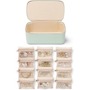 6-Piece Travel Jewelry Pouch Set, Clear Velvet Zipper Bags for Organized Storage, Gift for Women & Girls - 1 of 4