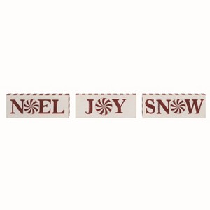Transpac MDF Candy Cane Block Decor Set of 3 Christmas Home Decorations - 1 of 1