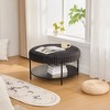 Okak Modern 2-Tier Coffee Table Footstool Ottoman Bench with Open Storage Shelf,Upholstered Storage Ottoman for Living Room,Bedroom - 2 of 4
