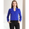 Allegra K Women's Elegant V Neck Work Office Button Up Shirt - 3 of 4