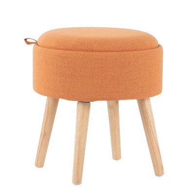 Tray Foot Stool Ottoman Polyester/Wood Natural/Orange - LumiSource