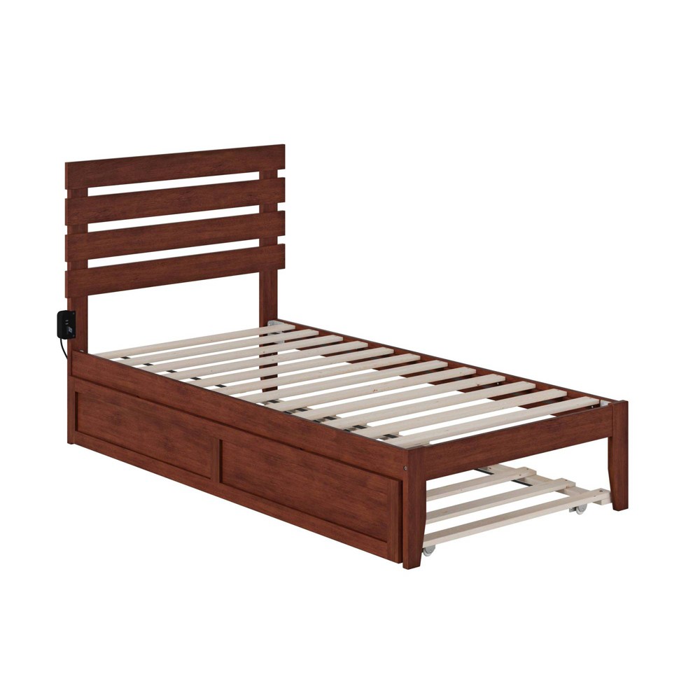 Photos - Bed Frame AFI Twin Oxford Bed with USB Turbo Charger and Trundle Walnut  