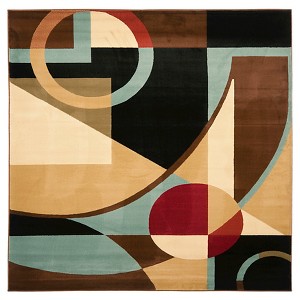 Black/Multi Abstract Loomed Square Area Rug - (5