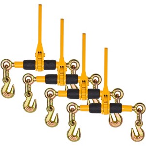 VEVOR Ratchet Chain Binders, 1/4"-5/16", 2600 lbs Safe Working Load, 4 Pack Load Binder with 2 Grab Hooks, Tie Downs for Transport Chain, Yellow - 1 of 4