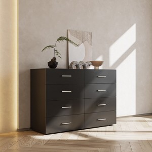 Karl Home 8-Drawer Black Particle Board 47.24in. W Chest of Drawer - 1 of 4