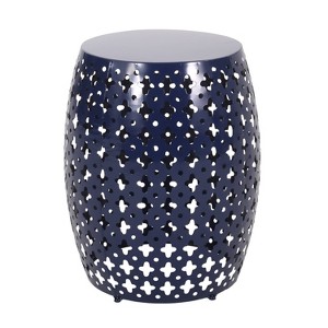 Colcord Outdoor Round Iron Side Table Navy - Christopher Knight Home - 1 of 4
