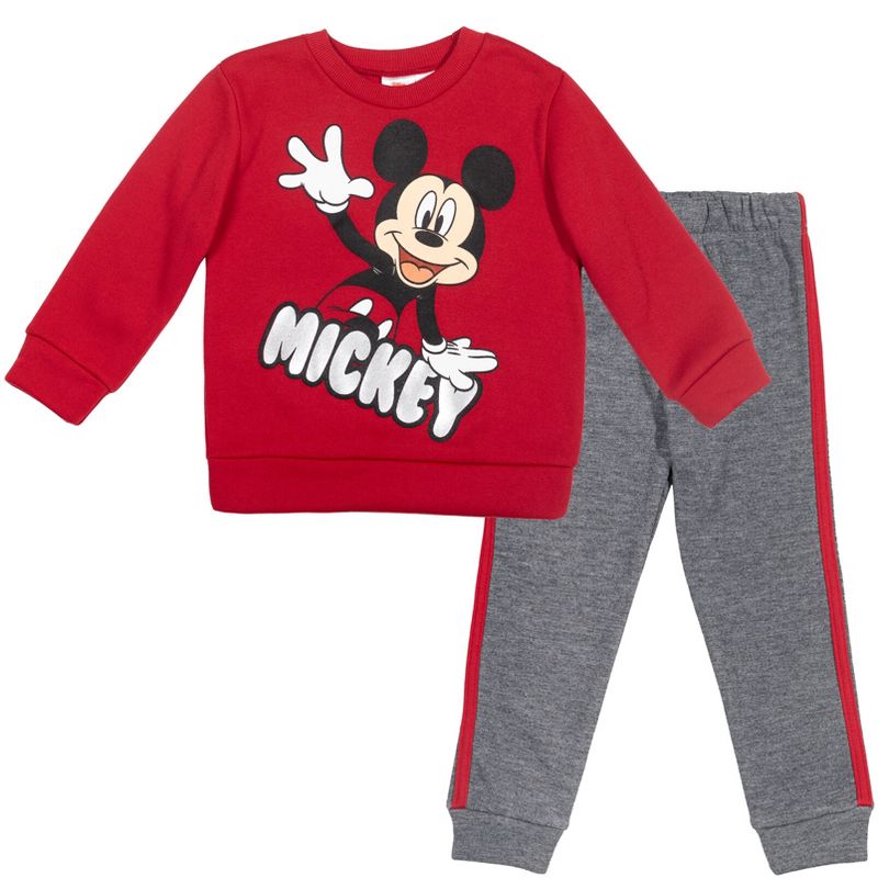 Disney Mickey Mouse Goofy Donald Duck Pluto Baby Fleece Pullover T-Shirt and Pants Infant, 1 of 8