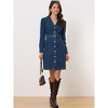INSPIRE CHIC Women's Winter Long Sleeve Vintage Button Down Denim Shirt Dresses with Belt - 2 of 4