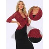 INSPIRE CHIC Women's Floral Lace Evening 3/4 Sleeves Formal Elegant Bolero Cardigan - 2 of 4