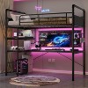 Loft Bunk Bed with L-Shaped Desk,Twin Loft Bed with Desk Underneath, Metal Bunk Beds with High Guardrail and Ladder,Easy Assembly - 4 of 4