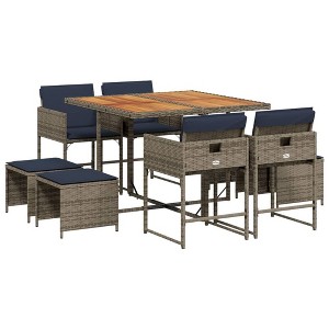 vidaXL Patio Dining Set Set of 8 Gray - 1 of 4