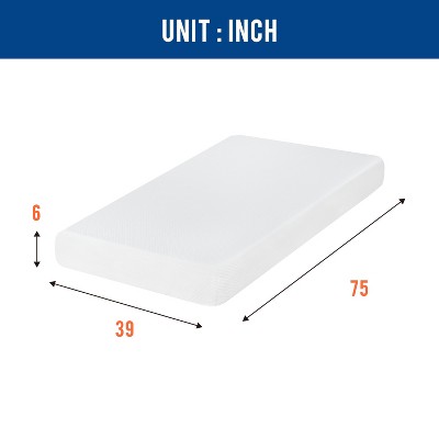 Twin 6-Inch White Gel Memory Foam Eurotop Mattress