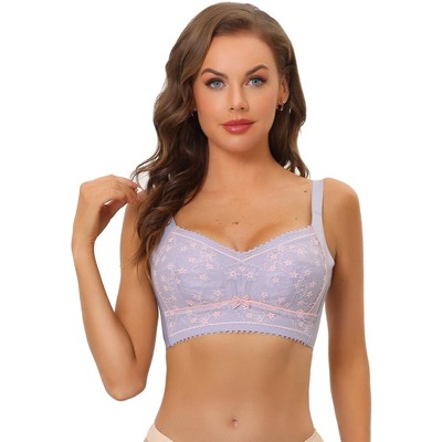 Allegra K Women's Wirefree U Back Adjustable Straps Lace Full Coverage  Padded Minimizer Bra Light Purple 38c : Target