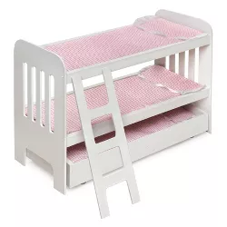 Badger Basket Trundle Doll Bunk Bed with Ladder and Free Personalization Kit - White/Pink