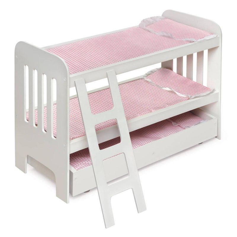 Badger Basket Trundle Doll Bunk Bed with Ladder and Free Personalization Kit - White/Pink, 1 of 8
