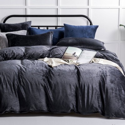 3 Pieces Velvet Duvet Cover Set, Zippered Flannel Comforter Cover Set - NTBAY