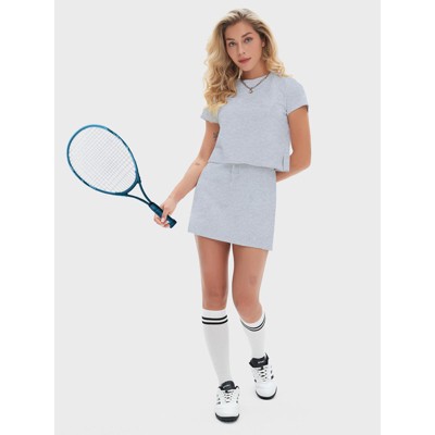 EXLURA Womens Casual Summer 2 Piece Short Skirt Sets Short Sleeve Tshirt And Tennis Skort Dressy Cotton Matching Sweatsuits