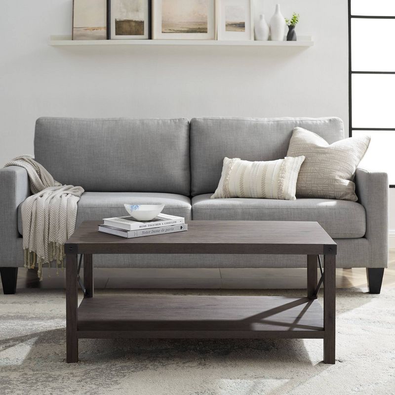 Sophie Rustic Industrial X Frame Coffee Table - Saracina Home, 3 of 20