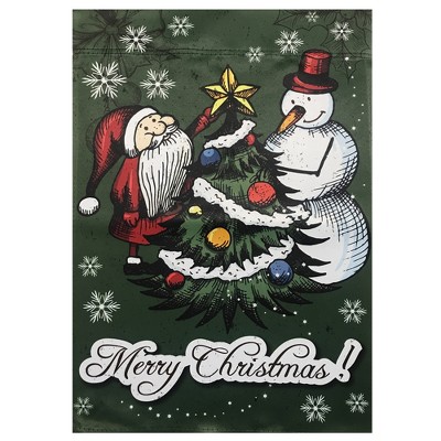 Northlight Merry Christmas Santa and a Snowman Garden Flag 12.5" x 18"