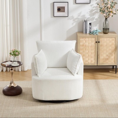 Modern Swivel Accent Chair with 360 Degree Rotation Upholstered Barrel Design for Living Room or Bedroom–Maison Boucle