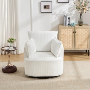 Modern Swivel Accent Chair with 360 Degree Rotation Upholstered Barrel Design for Living Room or Bedroom–Maison Boucle - 1 of 4