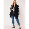 Agnes Orinda Women's Plus Size Christmas Asymmetric Colorblock Open Front Knit Cardigans - 3 of 4