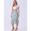 INSPIRE CHIC Women's Chiffon Elastic Waist Ruffle Tiered Flowy Midi Floral Printed Skirts - 2 of 4