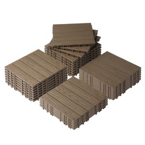 SEVOBAL 27 Pack Carpet Tiles 11.8"x11.8" Interlocking Waterproof Floor Tiles Easy Install for Outdoor and Indoor, Brown, 21.06"*12.09"*12.09" - 1 of 4