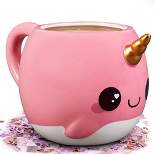 Seven20 Pink Narwhal 18 oz Coffee Mug - Unicorn of the Sea - Cute Ceramic Mug Gift - Glitter Galaxy