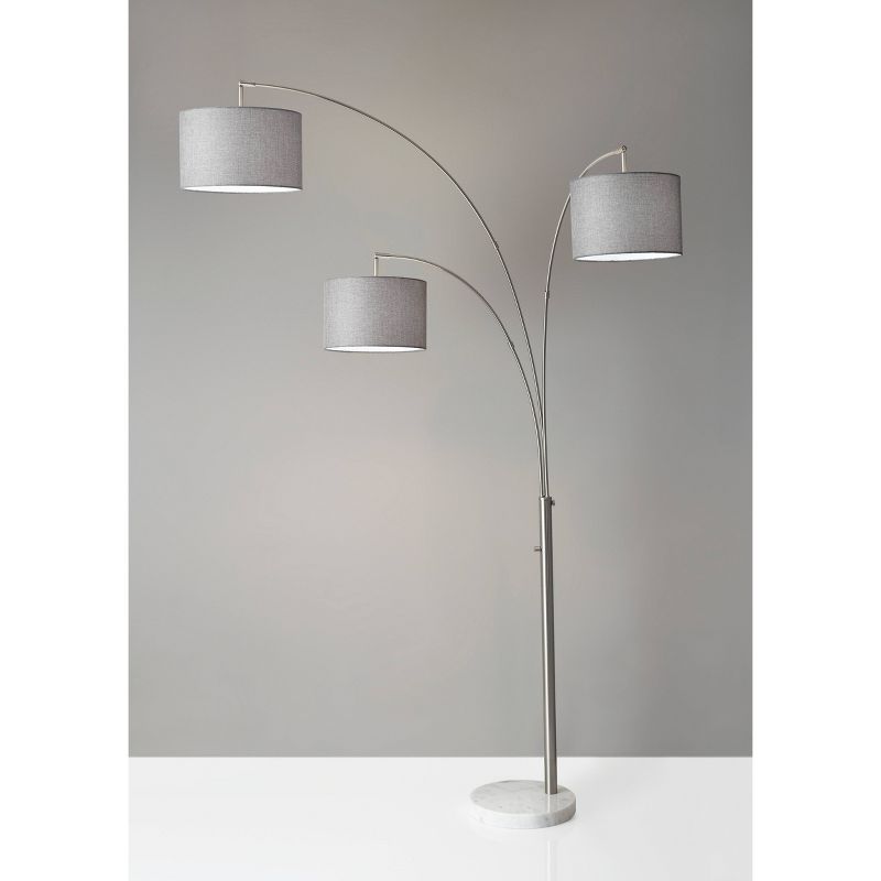 3-Arm Bowery Arc Lamp Brushed Steel - Adesso, 4 of 6