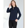 INSPIRE CHIC Women's Satin Long Sleeve Keyhole Collared Blouse - 2 of 4