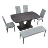 NicBex Dining Table Set for 6 Kitchen Table Modern Style Dining Table with Marbled Veneers Tabletop and V-shaped Table Legs - 4 of 4