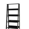 INFURNIC Decorative Bookshelf Wood Frame Bookshelf 5 Tier Ladder Shelf Modern Storage Organizer for Living Room, Black, 13"*24"*55" - 4 of 4