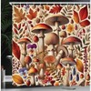 Fall Shower Curtain with Mushrooms, Berries, Leaves, and Exotic Flowers in Amber, Orange, and Purple. 69” x 70” - 2 of 3