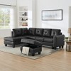 Sectional 3-Seaters Sofa , reversible recliner, Storage Pad and Wood Grain Cup Holder, Non-slip Leg, PU - 3 of 4