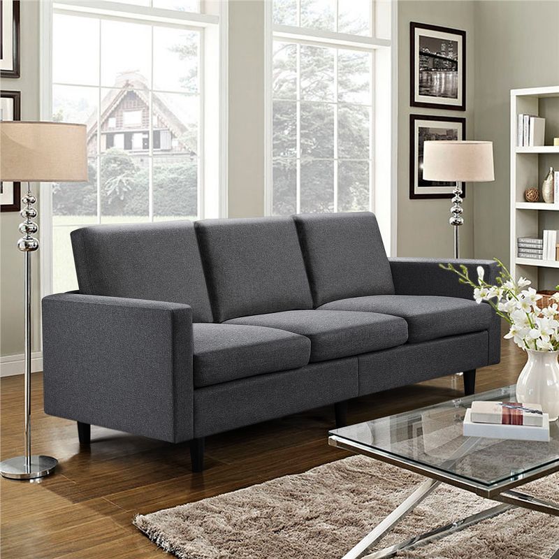 Yaheetech Modern Loveseat Sofa Upholstery Fabric 3-Seater Sofa Couch-Gray, 3 of 10