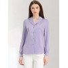 Allegra K Women's Elegant Collar V Neck Long Sleeve Work Office Satin Button Down Shirt - 2 of 4